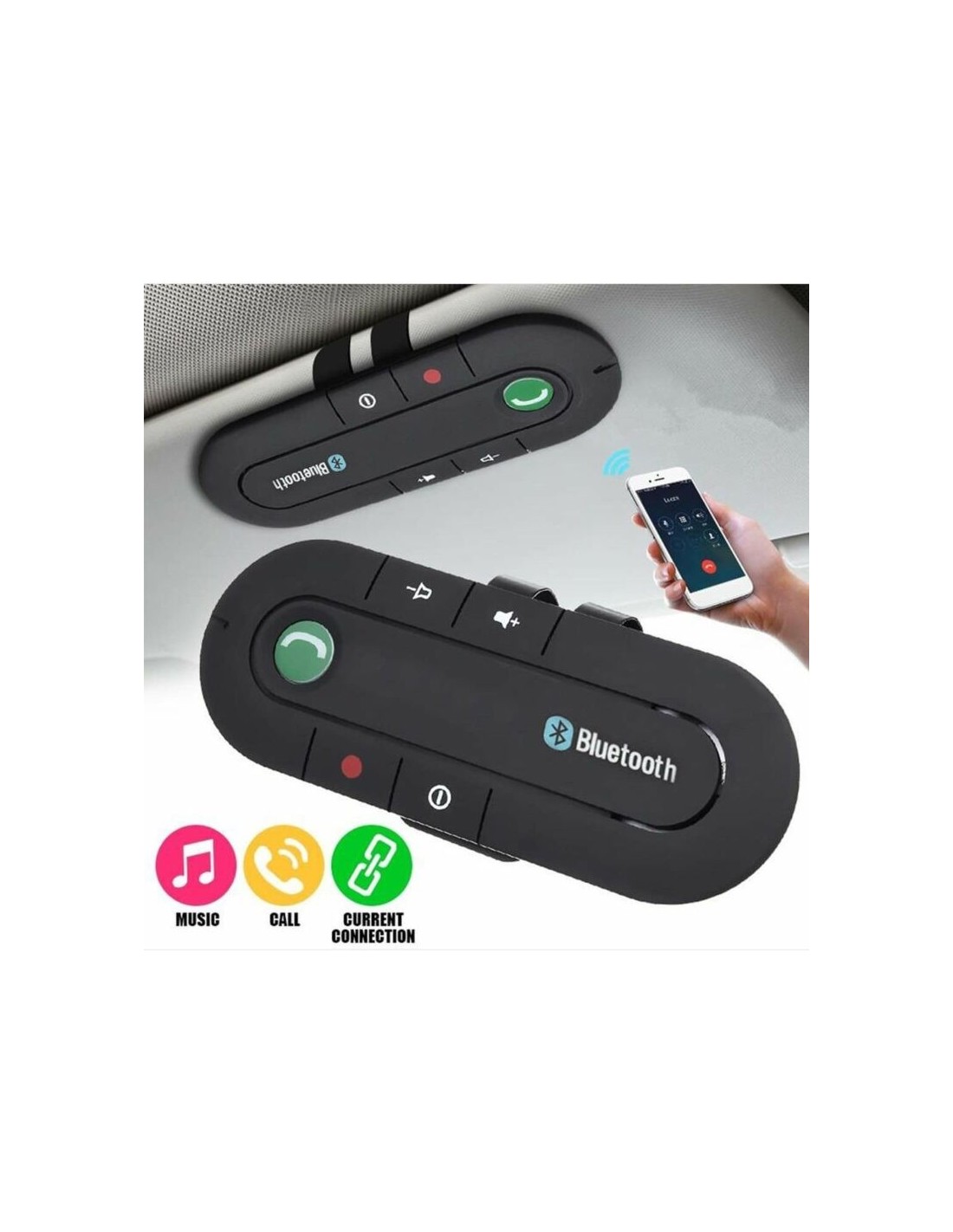 Kit Vivavoce Bluetooth per Auto Con Comandi Vocali, GPS e Musica, supporto  per iPhone 8 Plus 7 Plus 6 S Plus Galaxy S8 Edge S7 S6 note 5 4 3 Ne