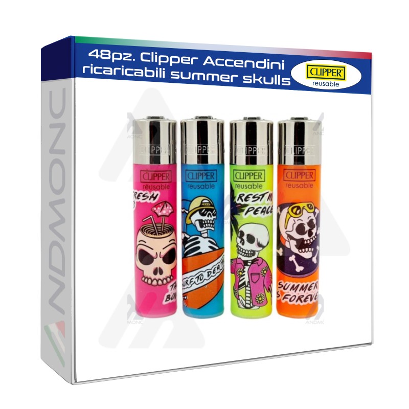 48pz. Clipper Accendini ricaricabili summer skulls