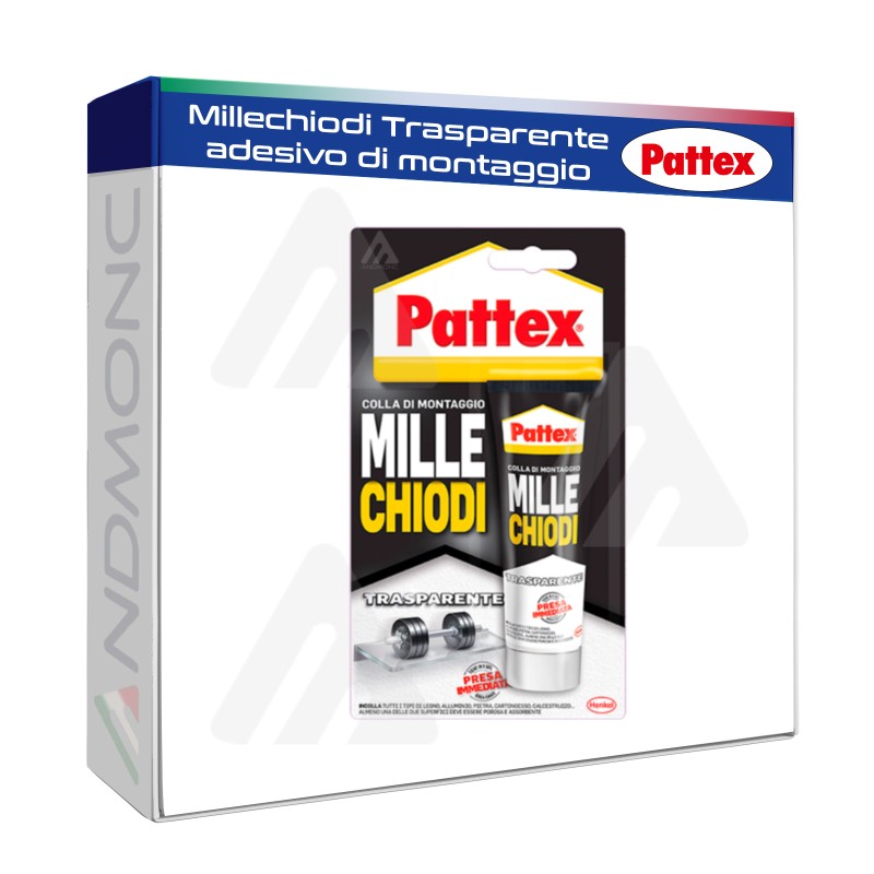 3x Pattex Millechiodi Trasparente, adesivo di montaggio a base acqua con presa immediata